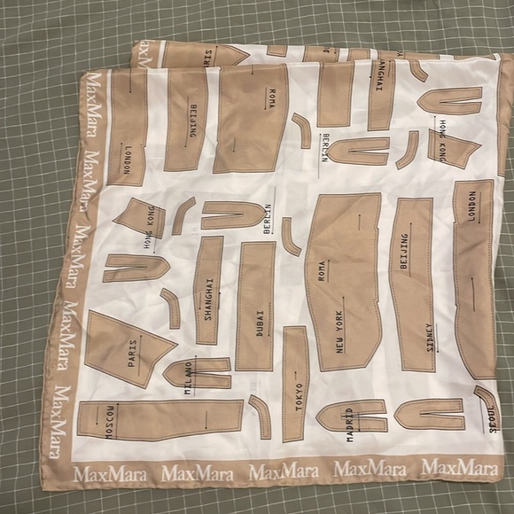 MAX MARA WOMEN'S WHITE AND NUDE CITY NAME PRINT SCARF - Picture 5 of 5